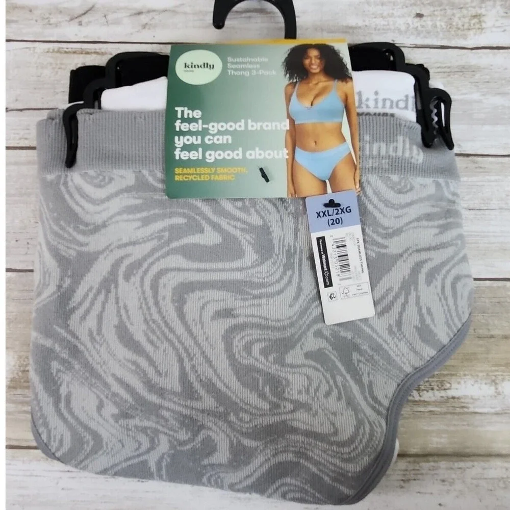 Kindly Yours 3-PACK Sustainable Seamless Thongs/Panties Womens Size XXL NWT (20)